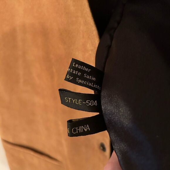 Scully Men’s Size Large Tan Genuine Leather and Black Satin Snap Button Vest - Picture 7 of 14